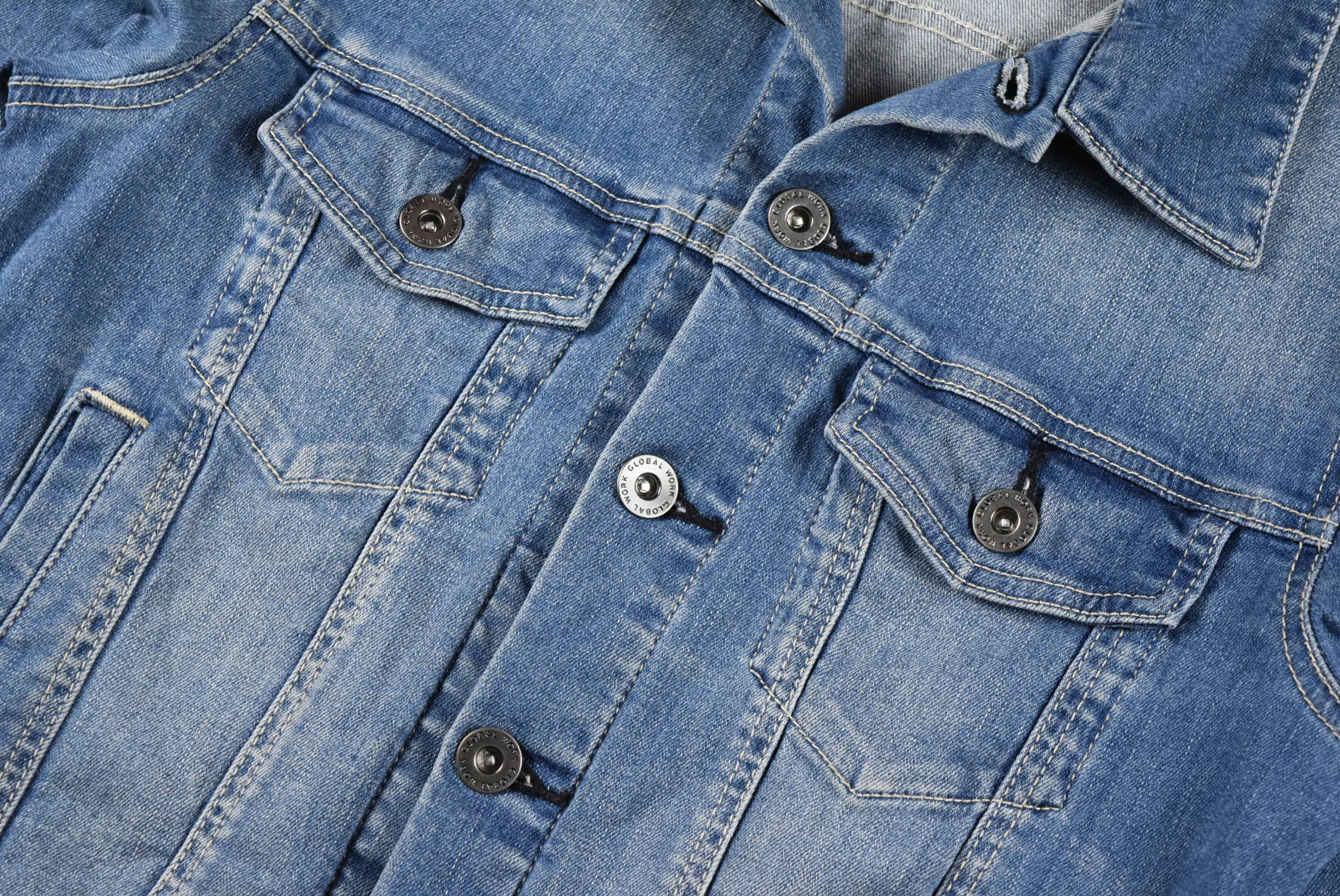 GLOBAL WORK อกจริง 34 ไซส์ S เสื้อแจ็คเก็ตยีนส์ แขนยาว ผู้หญิง เนื้อผ้านุ่มใส่สบาย ทรงสวย มีกระเป๋าข้างเป๋าใน