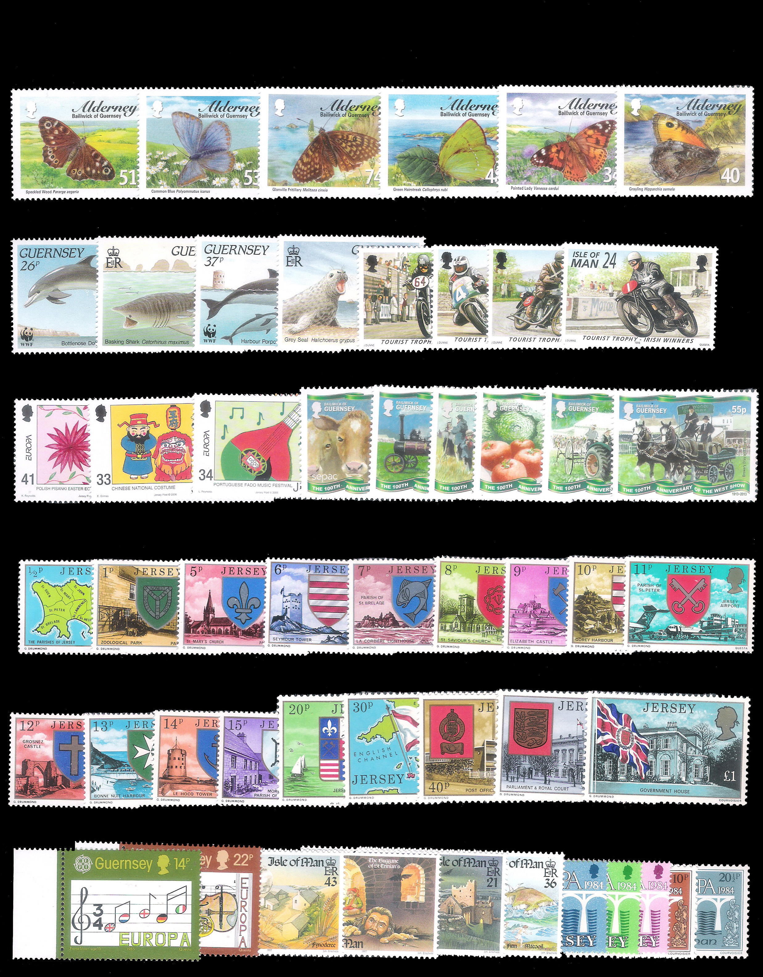 (16 SETS) Great Britain Colonies Jersey, Guernsey, Isle of Man