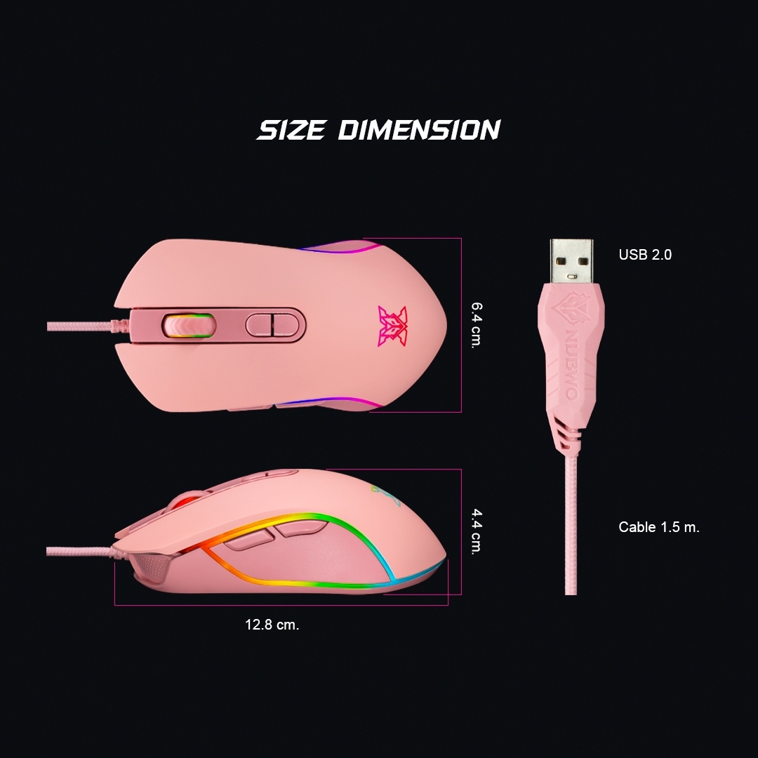 X43 Nubwo BALROG Ergonomic Gaming Macro Mouse เมาส์มาโคร RGB เมาส์เกมมิ่ง SKU-02537
