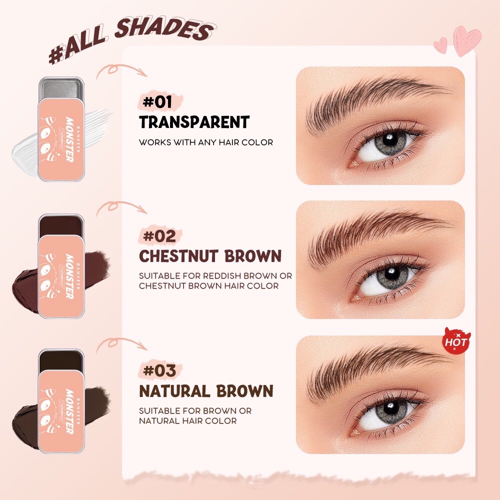 BANXEER Monster Styling Brow แว๊กซ์ ปัดคิ้ว ขนคิ้วจัดทรงสวย BM16 ทรี-ไดเมนชั่นนอล พัฟฟี่ มอนส์เตอร์ โบรว์ (ปัดคิ้วสวย)