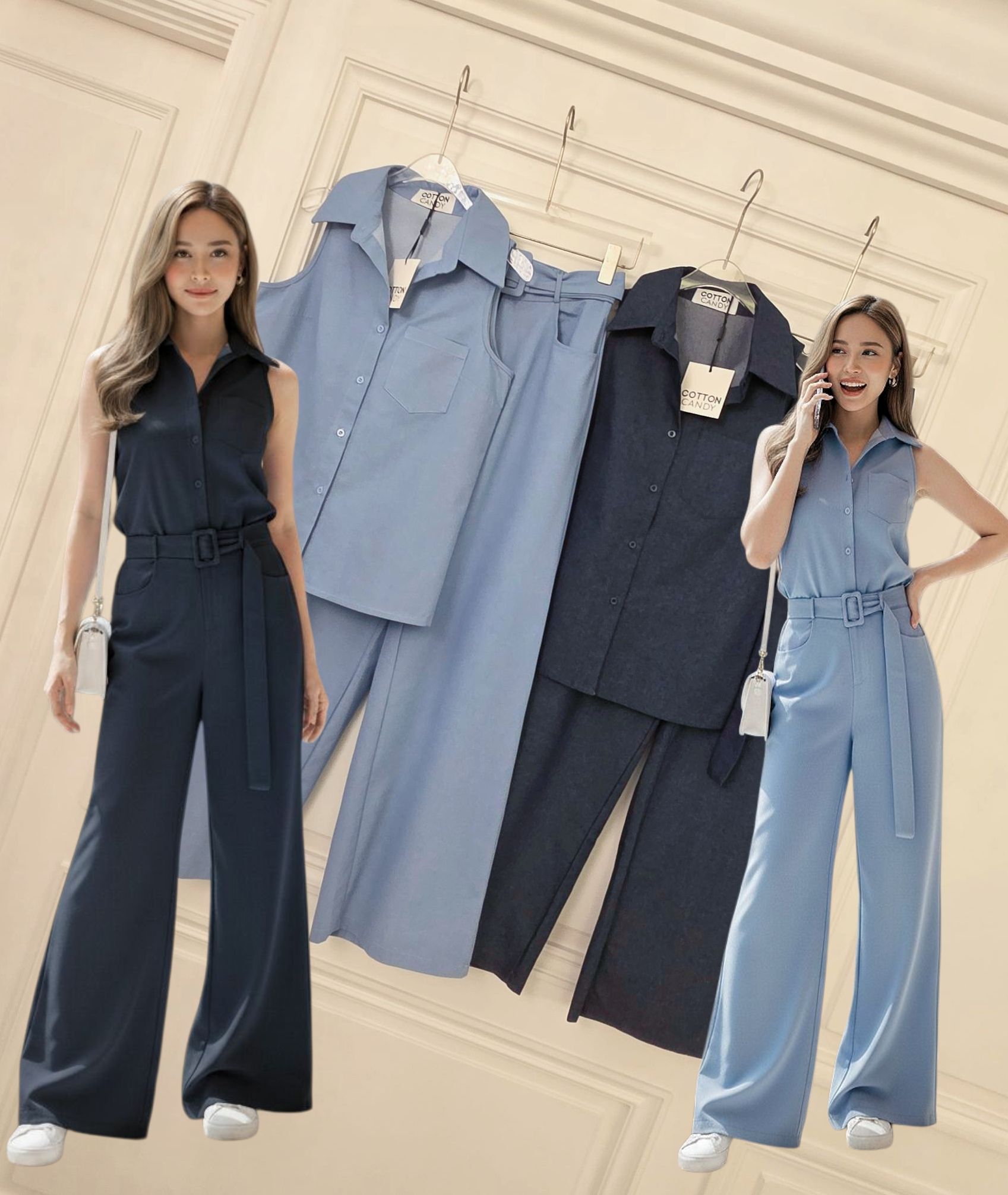 Tag#cottoncandy เซทล่าสด งานผ้ายีนส์นิ่มๆใส่สบายๆ งานเบสิที่ใส่ง่ายๆ มาเป็นชุดมาพร้อมเข็มขัดคาดเอว บอกเลยเซทเดียวจบคร่าาาาา