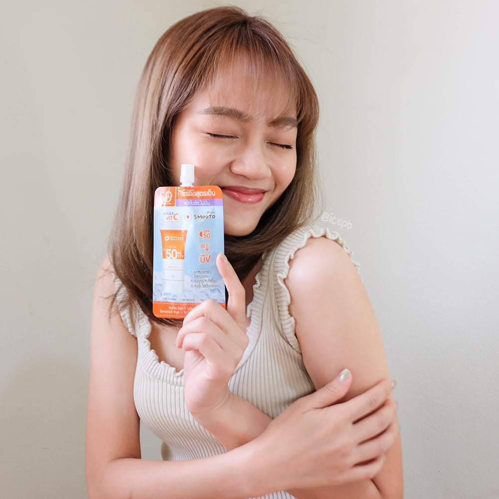 (1ซอง) Smooto สมูทโตะ ไฮยา ซี ไบร์ท อัพ ซันสกรีน กันแดดสูตรเย็น