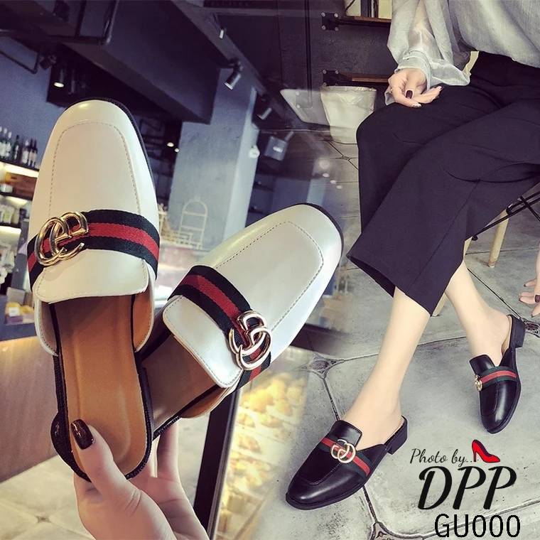 รองเท้าคัชชูเปิดท้ายกุชชี่GG shoes-สีดำ size 36