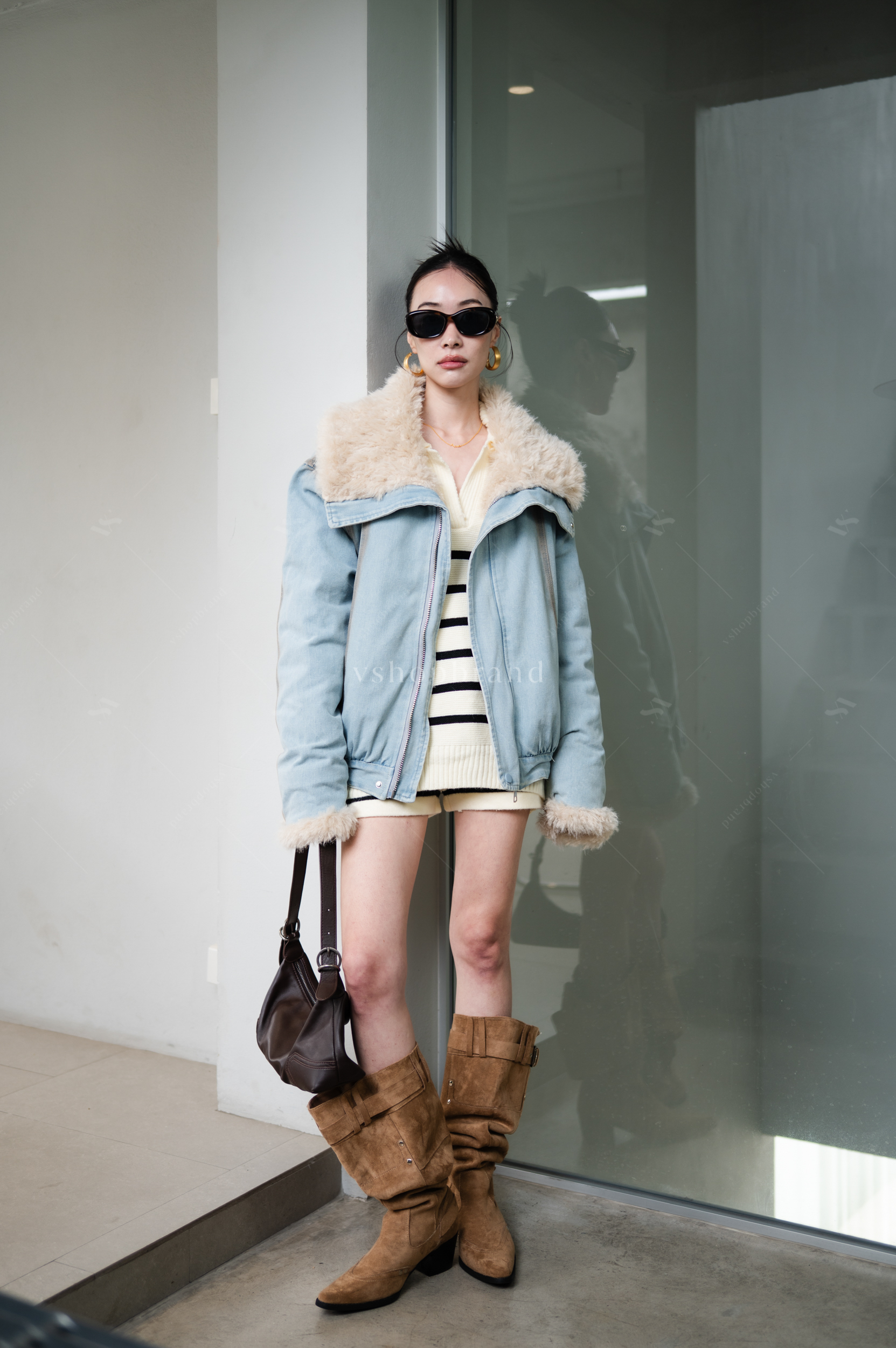 แจ็คเก็ตยีนส์ปกเฟอร์ บุขนด้านใน