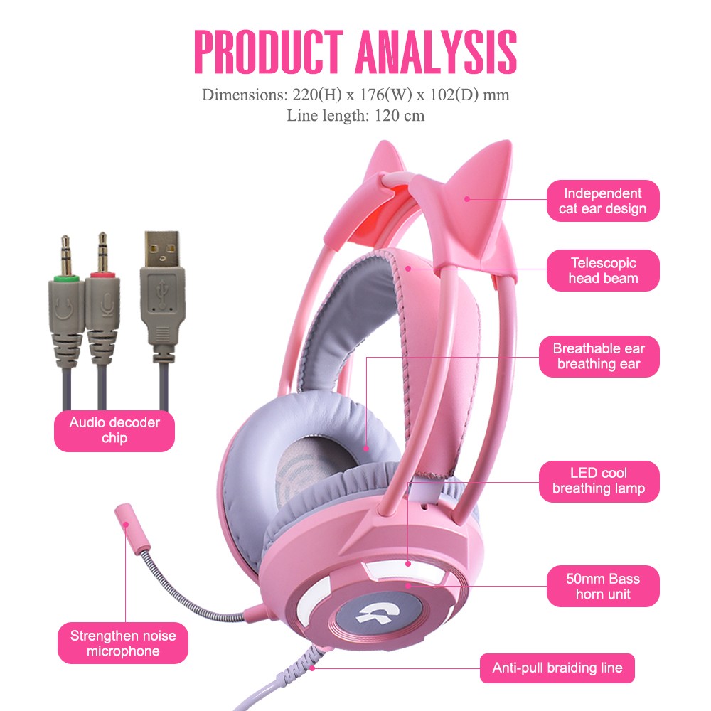 OKER X99 HI-FI STEREO HEADSET+MIC GAMING USB+3.5 (มีหูแมว) HP-HM-OK-X99BK