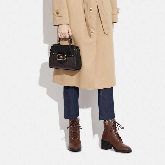 กระเป๋าสะพายไฮโซเรียบหรูดูแพงแบรนด์เนมโค้ชขนาด 8.5 นิ้ว หนังแท้ Coach Morgan Top Handle Satchel ((CE569//CF321//CF322))