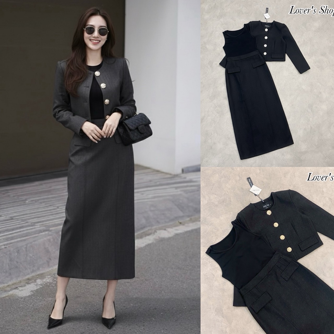 eg : Lover’s Shop Detail : ลุคCEO สาวเทสดีค่ะ Set 3ชิ้น (เสื้อคลุม+เสื้อแขนกุด+กางเกง+เข็มขัด) ดีเทลเสื้อคลุมแขนยาวผ้าทอ กระดุมสีทอง มาพร้อมเสื้อกล้ามผ้ายืดล่อง แม็ทกับกระโปรงทรงสอบ