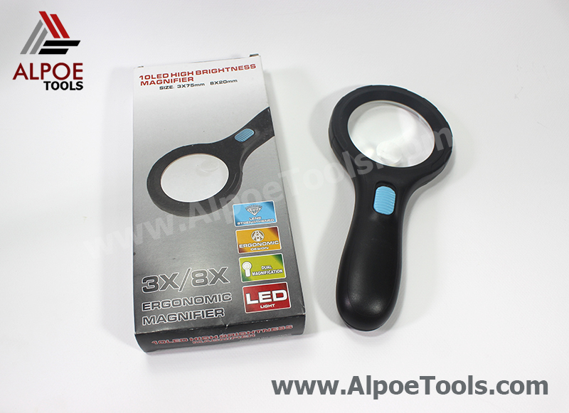 แว่นขยาย ไฟรอบ 10 LED 2 Lens