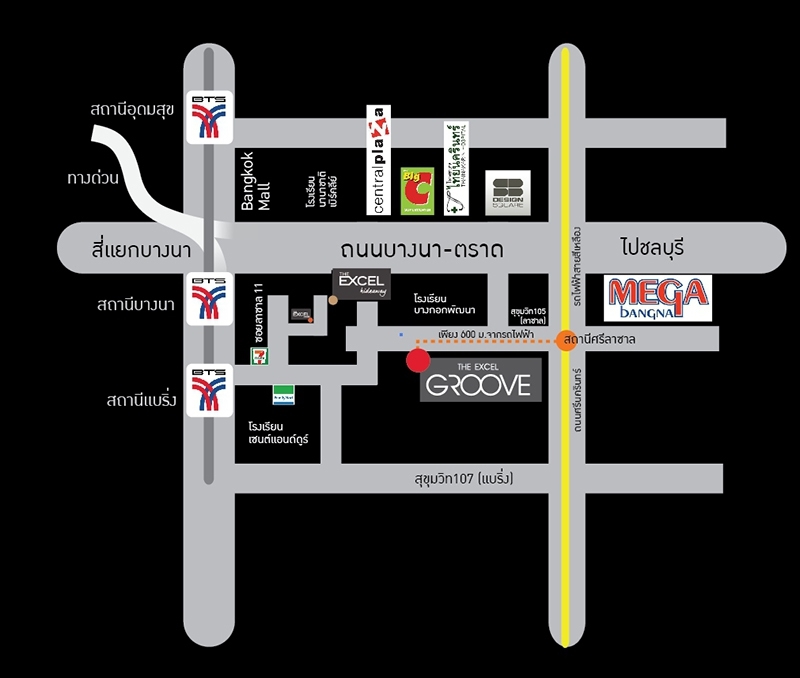 ลดกระหน่ำ คอนโด ดิ เอ็กเซล กรูฟ สุขุมวิท 105 ลาซาล 52 bts 2 สาย ห้องใหม่ ขนาด 27.71 ตร.ม