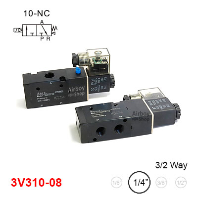 โซลินอยด์วาล์ว รุ่น 3V310-08 (Port 1/4") 3/2 Single Coil