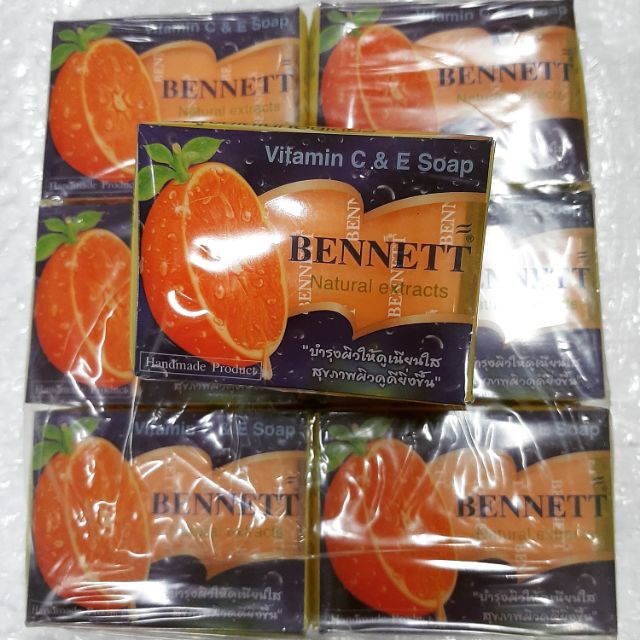 (12 ก้อน/แพค) Bennett Vitamin C & E Soap เบนเนท สบู่ วิตามิน อี สูตร เพิ่ม วิตามิน ซี
