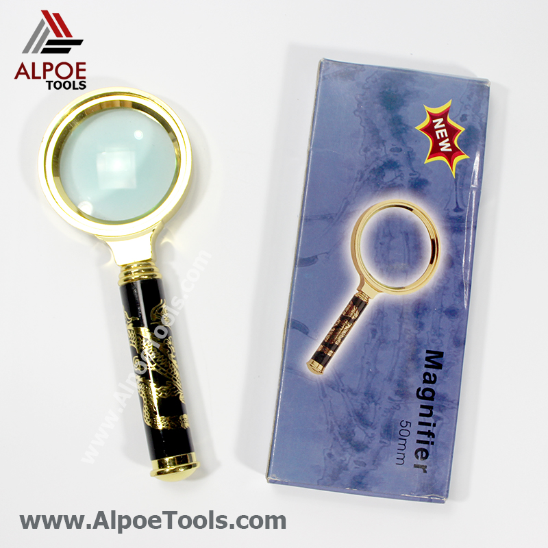 แว่นขยาย เลนท์กระจก ด้ามลายมังกร สีทอง