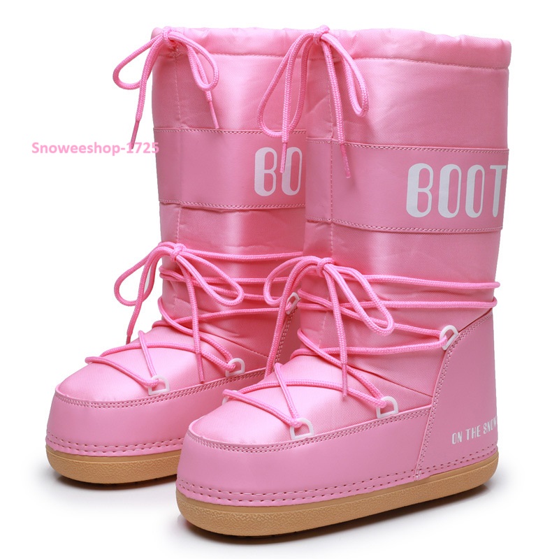 รองเท้าสกีแบบคนดัง Snow Boot บูทกันหนาวใส่เล่นสกี หิมะ แบบพื้นหนาอินเทรนด์ บูทสูงกลางน่องรองเท้าบูทสำหรับผู้หญิง ซับในหนากันหนาวติดลบ 40 กันน้ำ กันลื่น มี 3 สี 6 ลายให้เลือก ไซ 35 ถึง 42