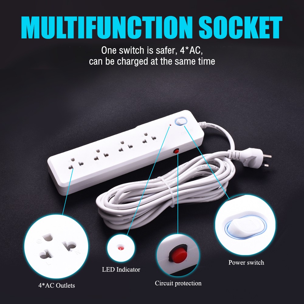 Oker Oker PC-2982 /3 เมตร ปลั๊กไฟ 4เต้า 1สวิตซ์ มาตราฐาน มอก. PC-2982 3เมตร PG-OK-03-2982W