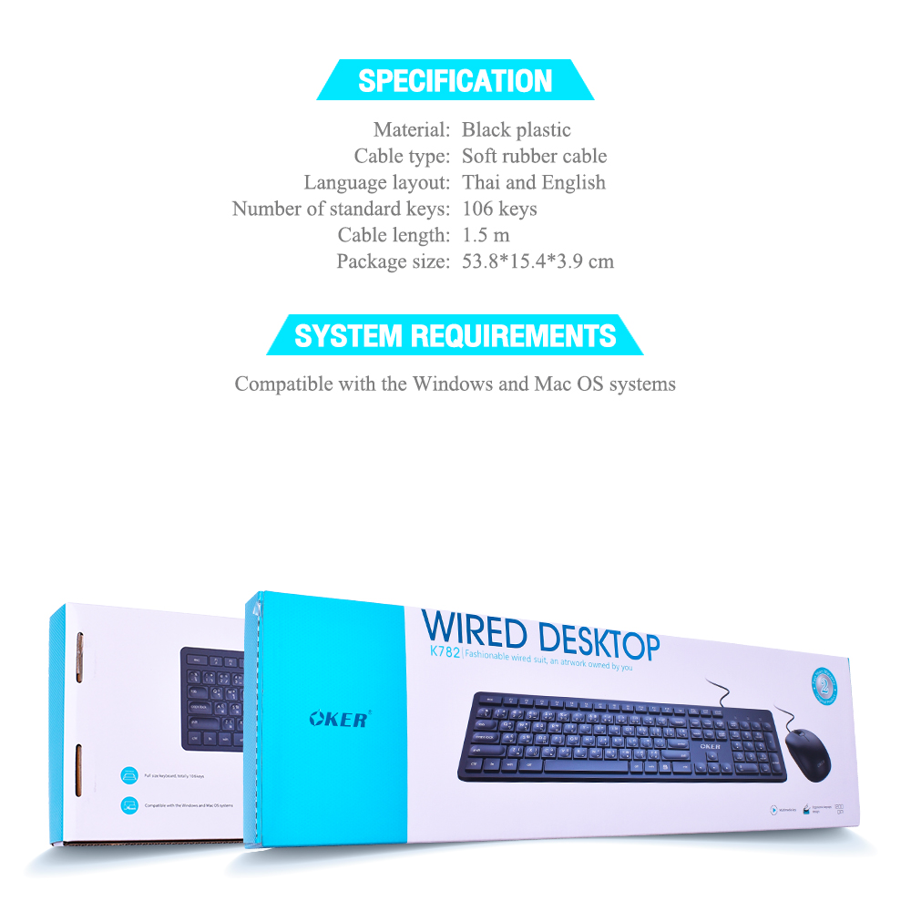 KM782 OKER SLIM KEYBOARD+MOUSE USB KB-KM-OK-K782B