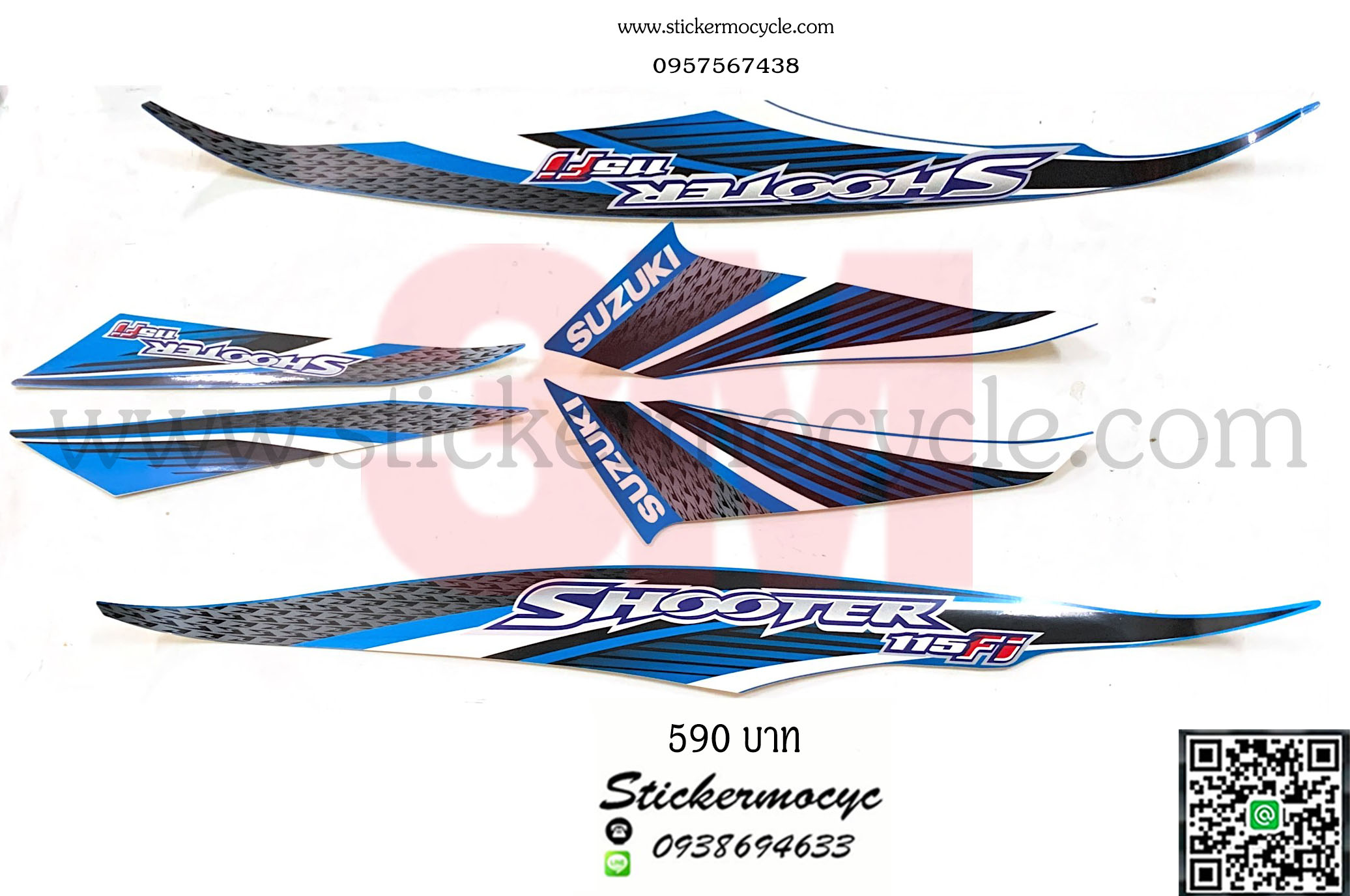 Sticker 3M SUZUKI Shooter115i ติดรถสี น้ำเงิน (เคลือบเงา) สติ๊กเกอร์ 3 M แท้ สติ๊กเกอร์ติดมอไซค์ ซูซูกิ ชูสเตอร์