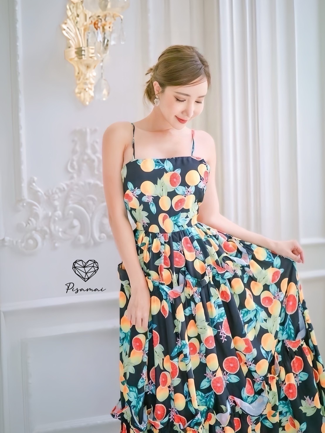 เดรสสายเดี่ยวตัวยาวลายส้มสีสันสดใส เหมาะกับsummerนี้ มากๆค่าใส่vacayถ่ายรูปกับแก๊งค์เพื่อนๆไม่มีผิดหวังเลยค่า