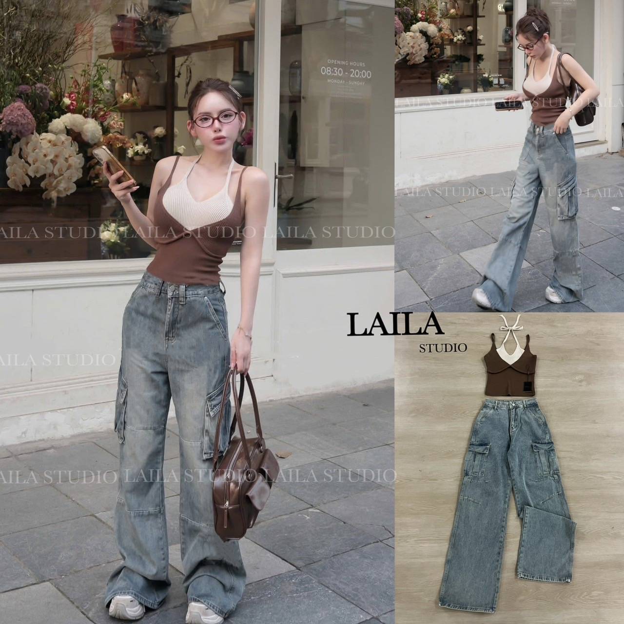 Tag: LAILA Detail: Set เสื้อ+กางเกง เสื้อทรงคล้องคอโทนสีพื้น เป็นผ้าไหมทอ ดีไซน์แต่งบราคล้องคอสุดแซ่บ มาพร้อมกางเกงทรงบอยๆปล่อยๆ งานยีนส์นำเข้า💯 แต่งกระเป๋าแถบข้าง งานผ้าสวยสุดๆ ลุคสาวเท่แซ่บ ต้องลุคนี้ค่า #ชุดเซ็ท #bylaila brand #กางเกงคาร์โก้ #ก