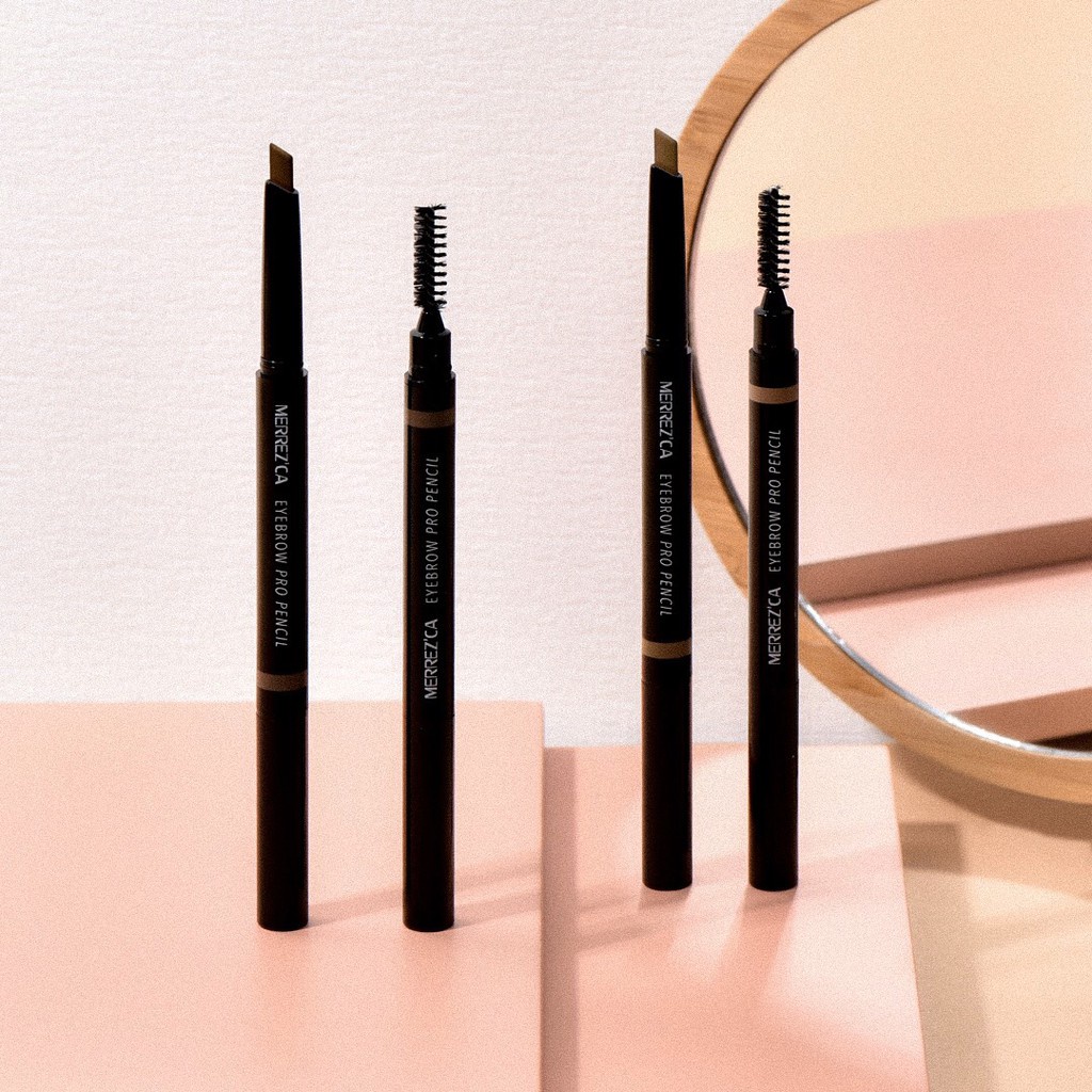 (1ชิ้น) Merrez'ca Natural Brow Pencil เมอร์เรก้า ดินสอเขียนคิ้วหัวตัด 0.3 กรัม