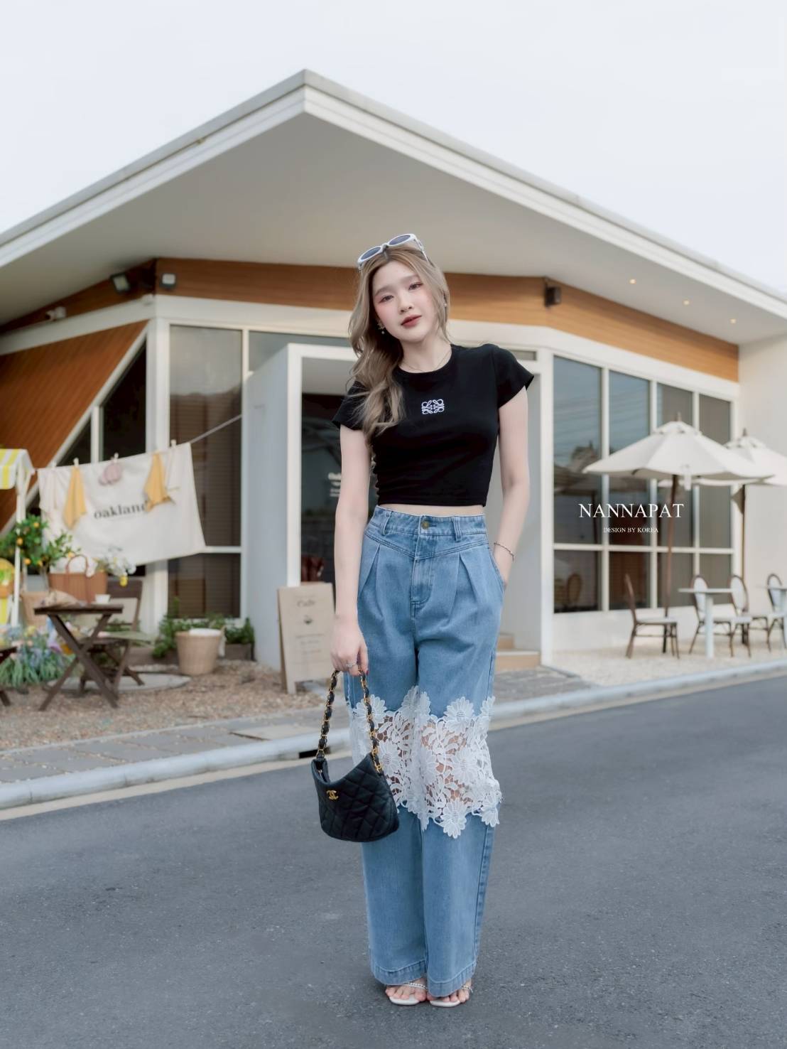 ชุดเซท TAG :: NANNAPAT (NP) 🎗️ CONCEPT เสื้อเสื้อผ้ายืดนุ่มเด้งสู้มือมาก +กางเกงยีนส์แท้ฟอกสวย