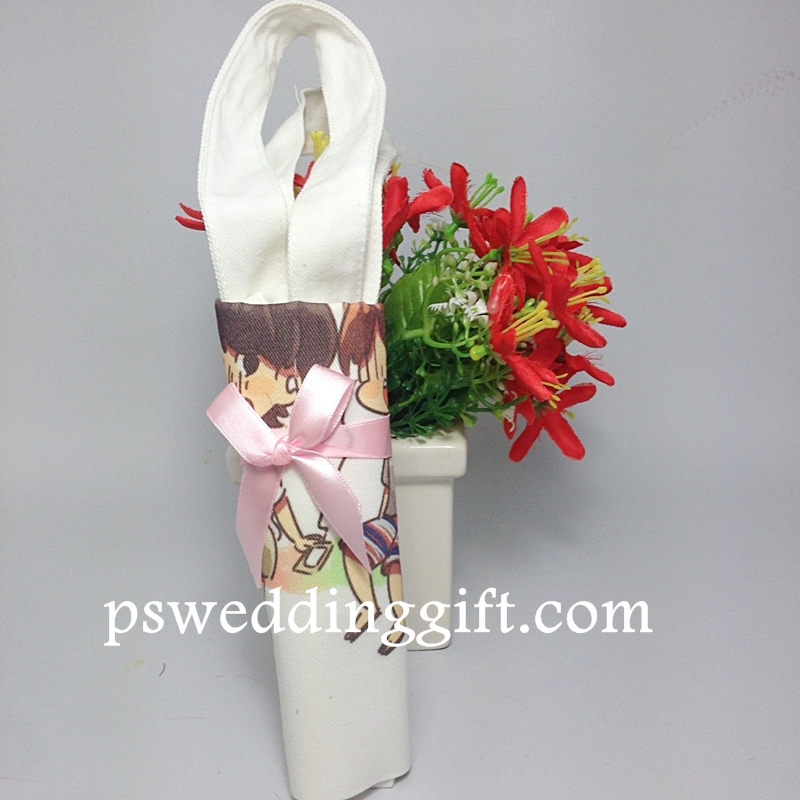 ถุงผ้าดิบ ลดโลกร้อน ผูกโบว์ พร้อมป้ายชื่อ