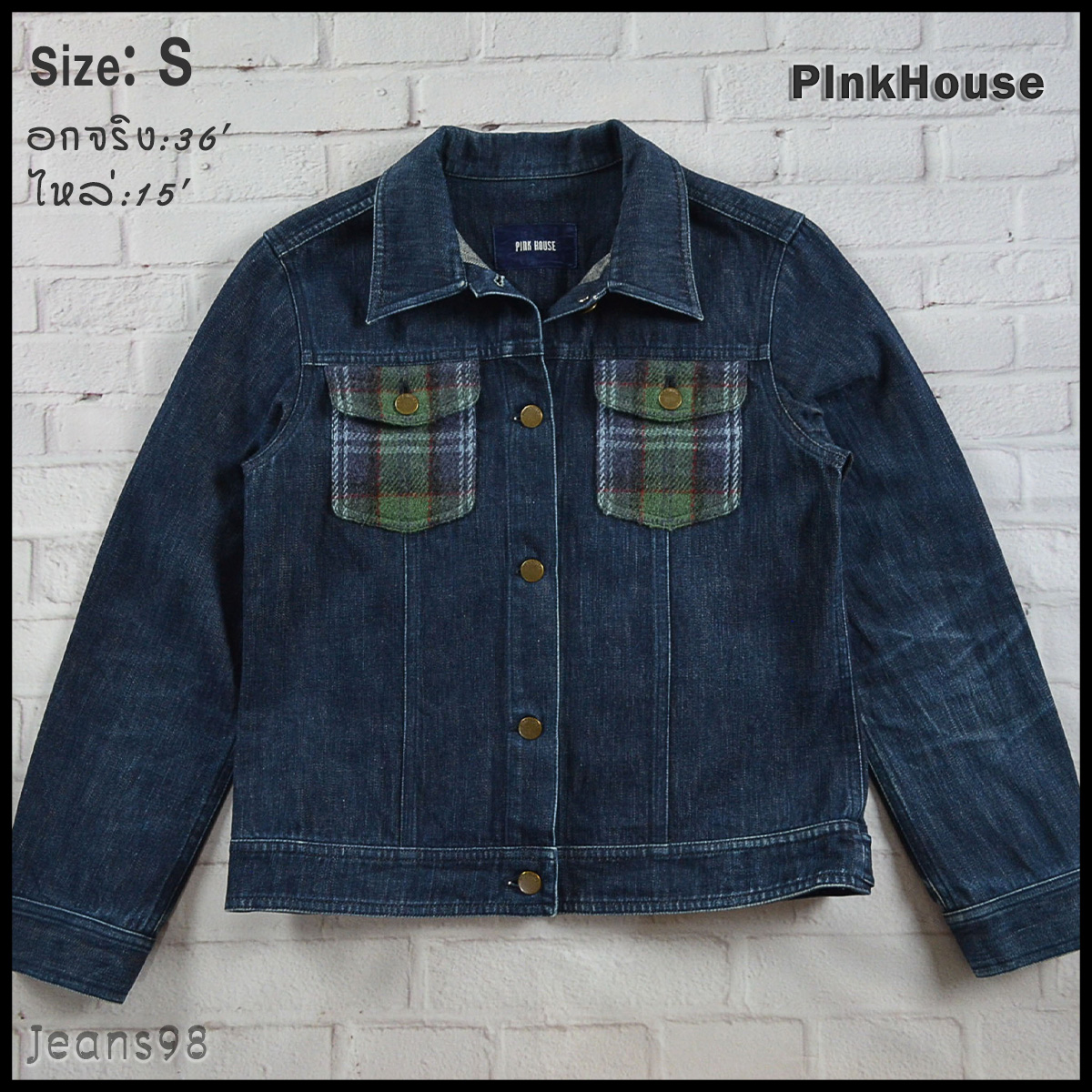 PlnkHouse อกจริง36' (S) เสื้อแจ็คเก็ตยีนส์ เสื้อยีนส์แขนยาวหญิงชาย สียีนส์เข้ม ทรงสวยเนื้อผ้าใส่สบาย ใส่คลุมกันแดด