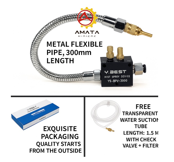 หัวพ่นน้ำหล่อเย็นสแตนเลส เกรดอุตสาหกรรม : Stanless Mist Coolant Lubrication Spray System High Quality Mist Coolant System For 8mm Air Pipe CNC Lathe Milling Drill