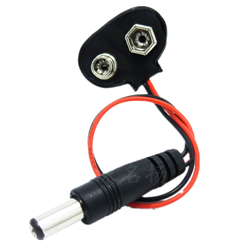 สายอะแดปเตอร์ถ่าน9vแบตเตอรี่ ให้เป็นแจ๊ก5.5mmDC ใส่แบตเตอรี่9v DIY