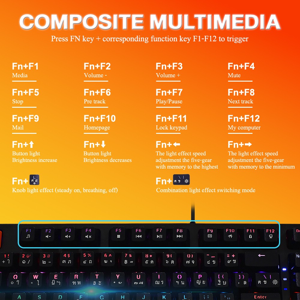 K460 OKER BACKLIT KEYBOARD MECHANICAL KB-UB-OK-460BK