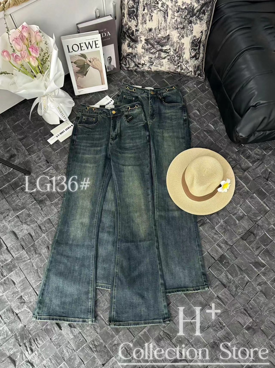 กางเกงยีน ขาม้า เอวสูงผ้ายีนยืด stretch jeans ดีแมทกับเสื้อครอบ เสื้อยาวได้หมด งานสวยมาผ้าใส่สบาย ใส่ได้ตลอดไม่มีเอ้า ย้ำยีนยีนยืด