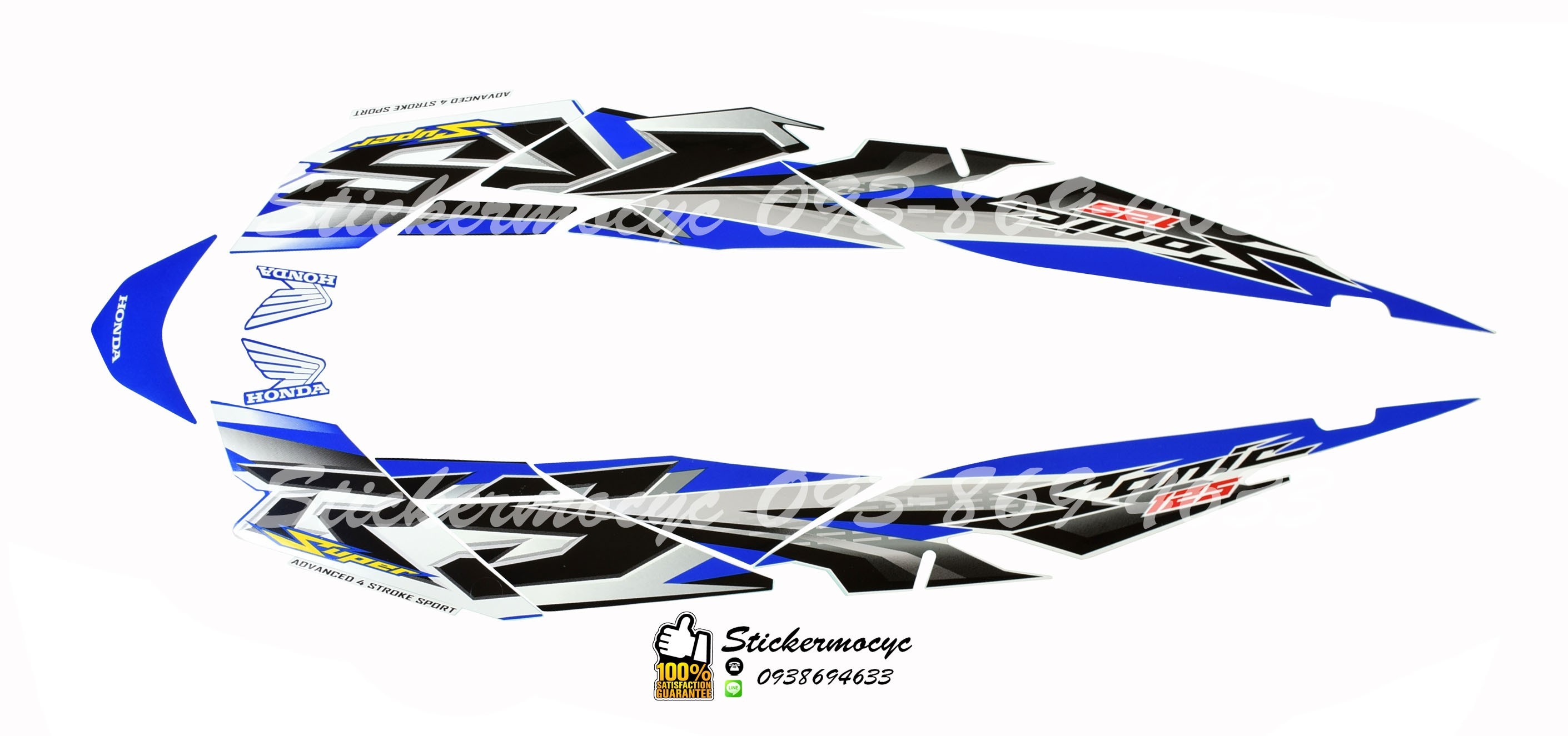 Sticker 3M HONDA SONIC 125 ปี 2007 รุ่น 11-12 ติดรถสี น้ำเงิน ดำ (เคลือบเงา) สติ๊กเกอร์ 3 M แท้ สติ๊กเกอร์ติดมอไซค์ ฮอนด้า โซนิค