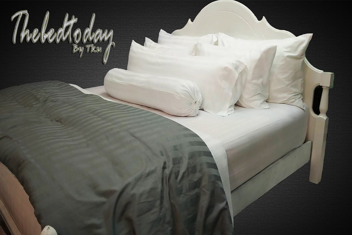 ผ้าปูที่นอน cotton 100 ทอ 400 เส้นด้าย รัดมุม ลายริ้ว ขนาด 5 ฟุต มี 3 ชิ้น (ไม่รวมผ้านวม)