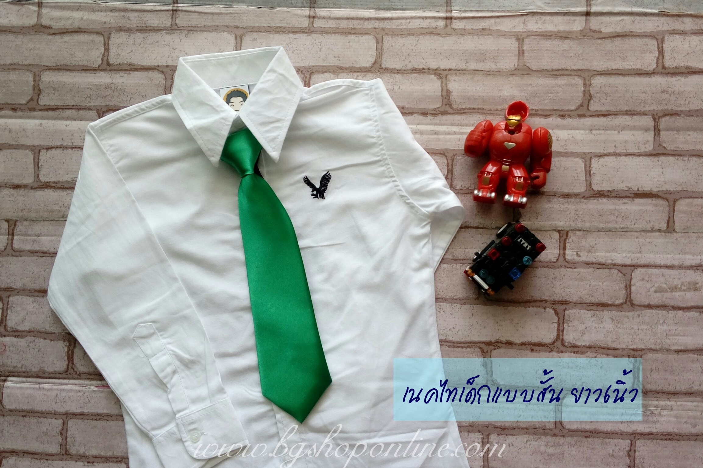 เนคไท AA สีเขียว แบบสั้น ความยาว 6" เขียว 6 นิ้ว