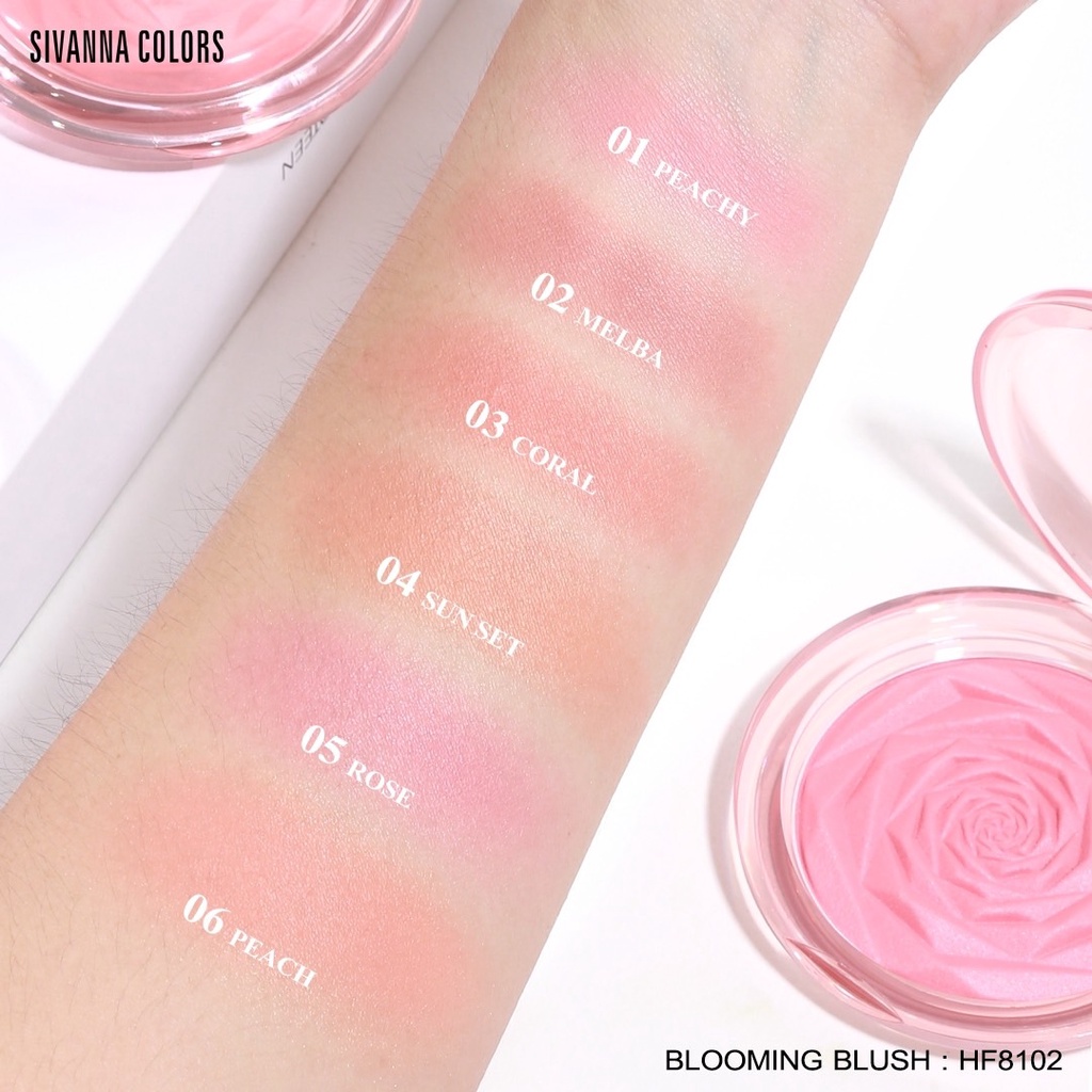Sivanna Blooming Blush HF8102 8กรัม บลูมมิ้ง บลัช บลัชออน ปัดแก้ม มี 6เฉดสีให้เลือก