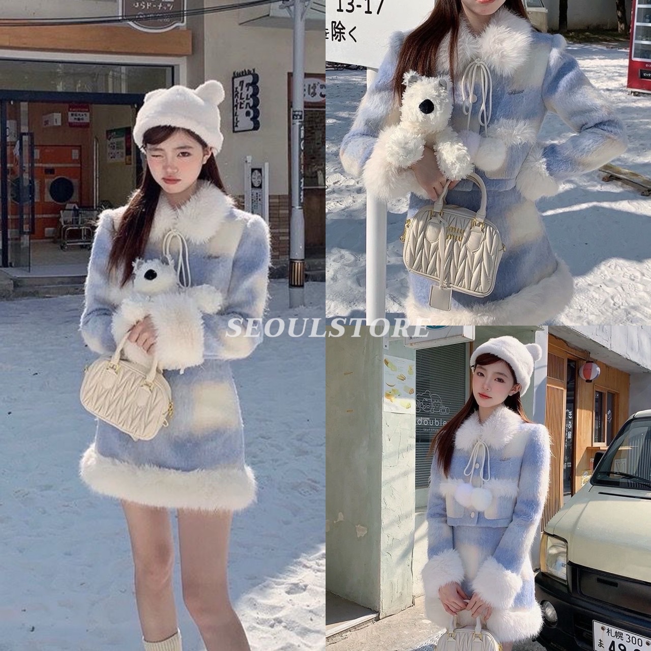 Set2 ชิ้น เสื้อแต่งขนเฟอร์สีหวานน่ารักมาก+กระโปรงเข้าชุด ใครไปต่างประเทศขึ้นเครื่อง สวย ปัง ถ่ายรูปน่ารักสุดๆๆ ตัวนี้แนะนำใส่แล้วไม่มีตกเทรนเลยค่ะ ลุคส์คุณหนูท่านหนึ่ง น่ารักฝุดๆๆ สวยมากๆๆๆ ต้องมีติดทริปเลยค่ะ