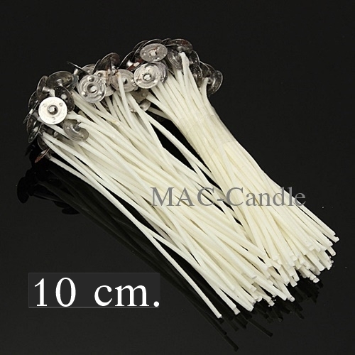 Candle Wick : Waxed wick with sustainers ไส้เทียนเคลือบแว๊ก 10 ซม.(cm.)+เหรียญยึด