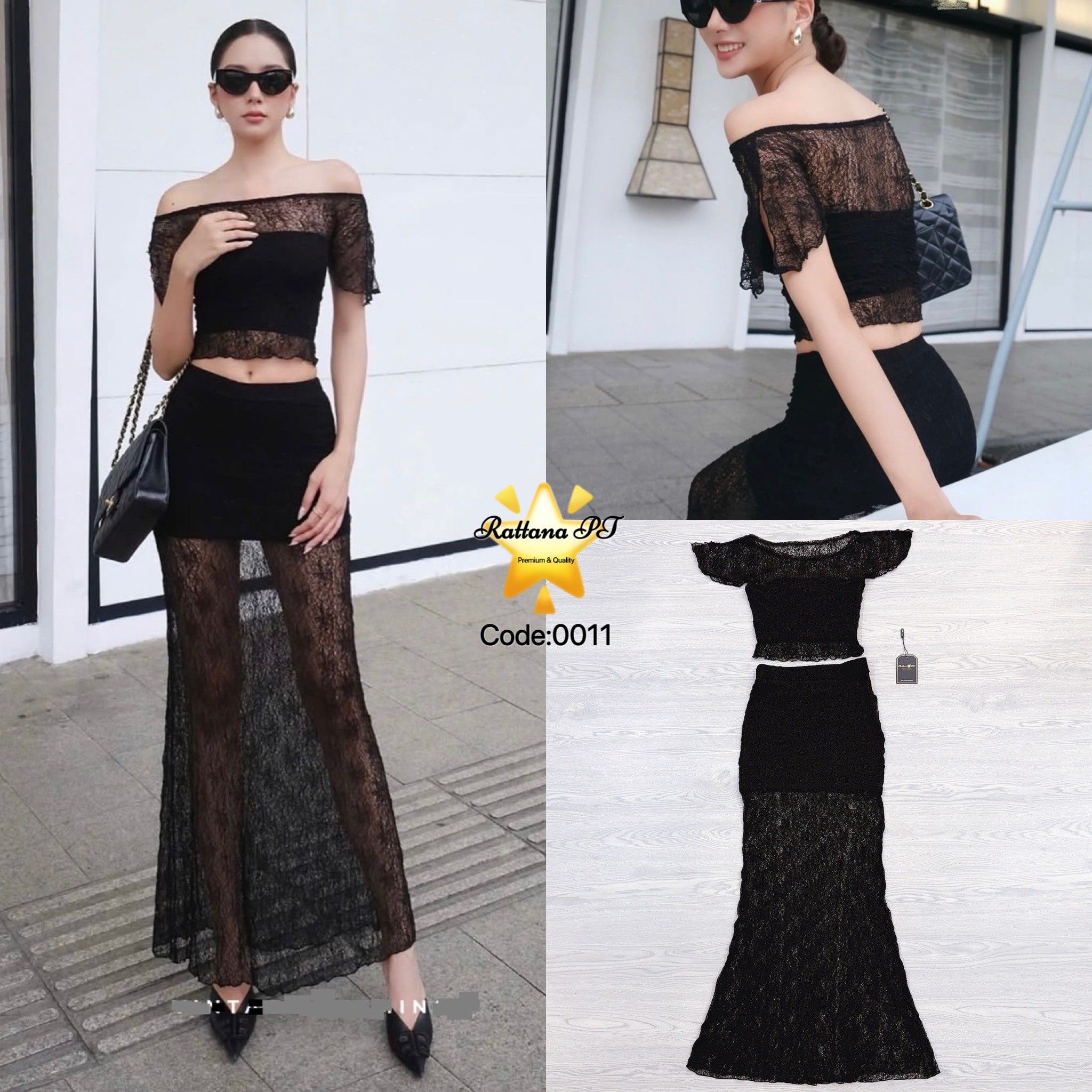 ชุดเซตลูกไม้ มีความหรูหราและแซ่บ sexy เบา ๆ ดูแพง ว๊าวมาก ดีเทลเสื้อเป็นลูกไม้ ผ่าช่างแขนเสื้อ ชุดมีซับใน เสื้อมีซิบด้านข้าง มาคู่กับกระโปรง ใส่แล้วดูโดดเด่นอ่อร่า สุดๆ จะใส่ออกงาน ปาตี้ วันเกิด ปังแน่นอน