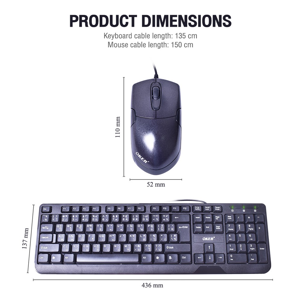 KM-3189 BLACK OKER KEYBOARD+MOUSE USB KB-KM-OK-3189B
