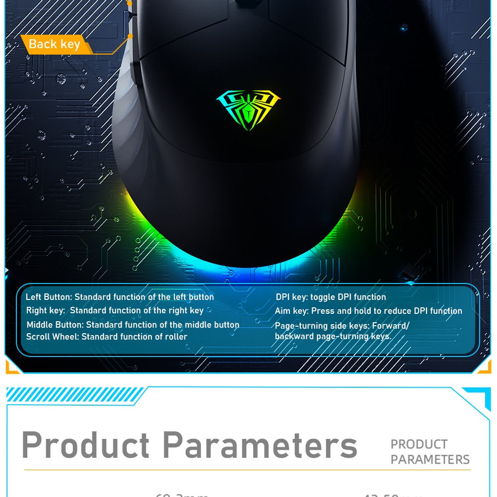 AULA SC520 WIRED & WIRELESS GAMING MOUSE (MACRO) SKU-03000