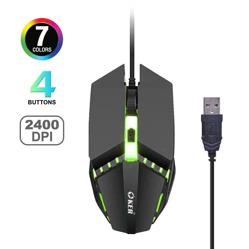 OKER X2 MOUSE USB 4D LED 2400DPI ไฟ7สี SKU-02945