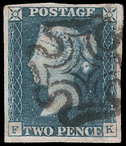 1840 No.2 Blue Imperf