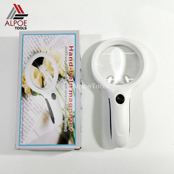 แว่นขยาย ด้ามจับ มีไฟรอบเลนท์ 8 LED รุ่น No.958X