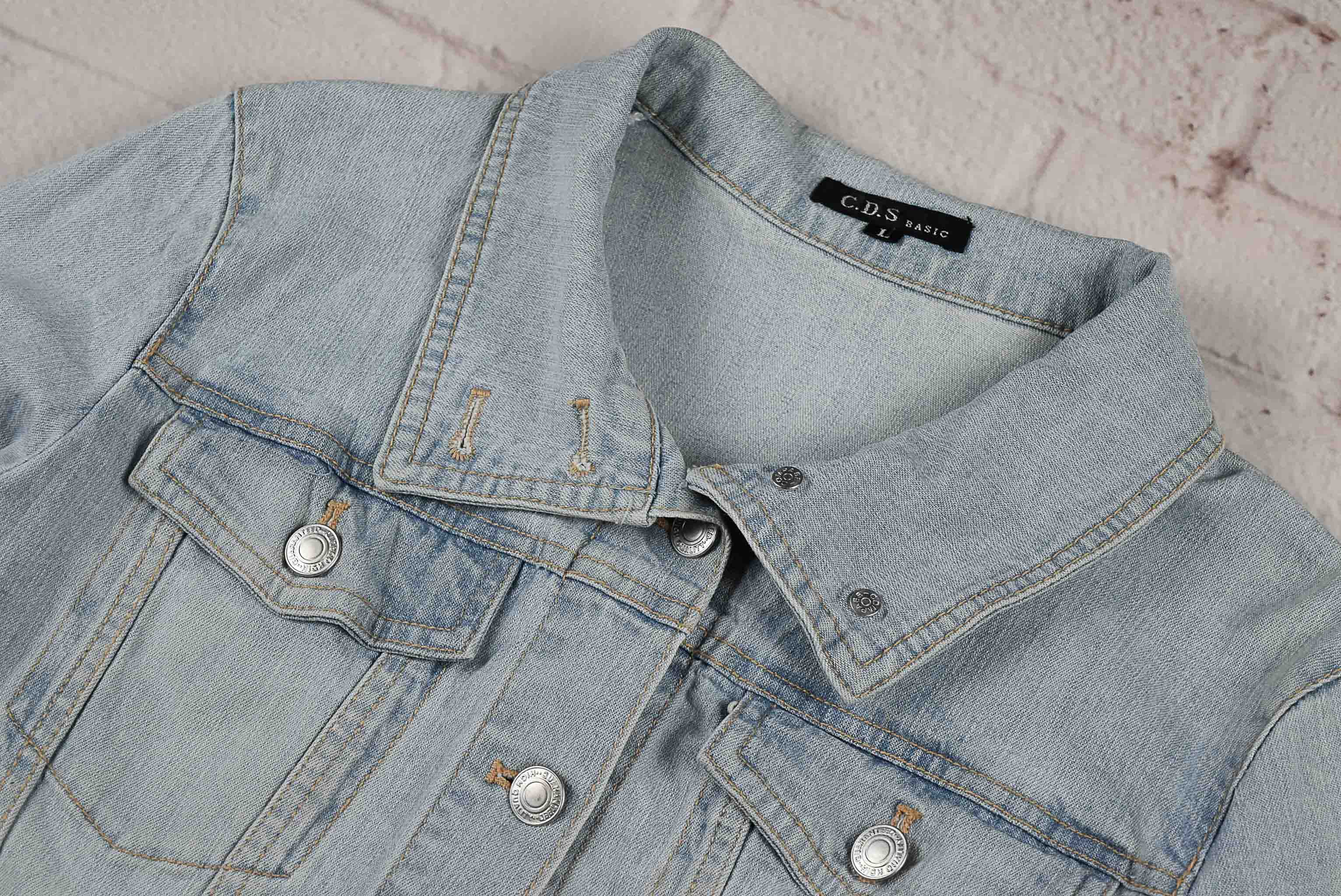 C.D.S BASIC อกจริง 35 ไซส์ S เสื้อแจ็คเก็ตยีนส์ แขนยาว ผู้หญิง เนื้อผ้ายืด ทรงสวยใส่สบาย ใส่คลุมกันแดด