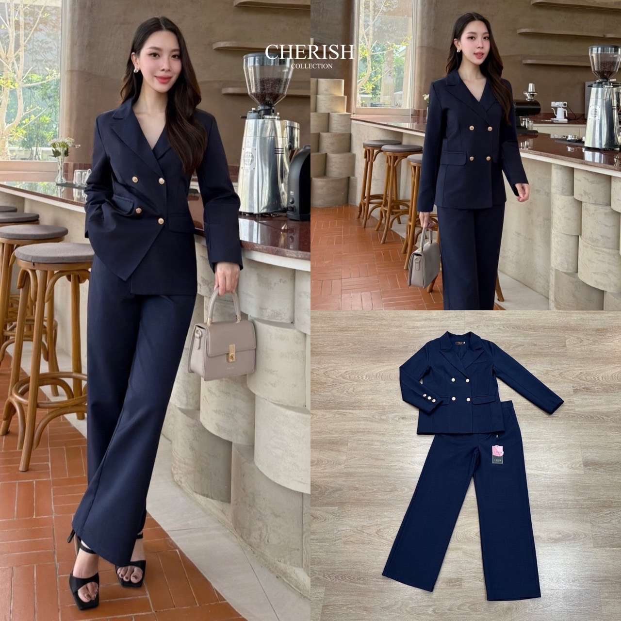Setsuit เสื้อ+กางเกง ลุค CEO เรียบหรู ดูทันสมัย ทรงสวย ใช้ผ้าดี ใส่สบาย ตัวเสื้อสูทแต่งกระดุมทองมีกระเป๋า พร้อมซับในทั้งตัว มาพร้อมกับกางเกงขากระบอก มีกระเป๋า 2 ข้าง เซตนี้จะใส่ทำงาน หรือออกงานดูดีสุดๆค่ะ