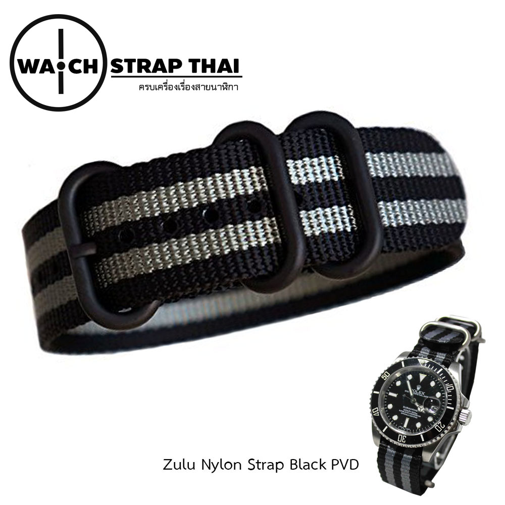 สายนาฬิกาซูลู หัวบัคเคิลดำ สายนาฬิกาผ้าไนลอน Jamebond Zulu Nylon Watch Strap Black Buckle สายนาฬิกาเจมส์บอน มีขนาด 20 , 22 mm