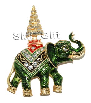 ช้างทรงฉัตร 5 ชั้น (สีเขียว) 000223 ชิ้น