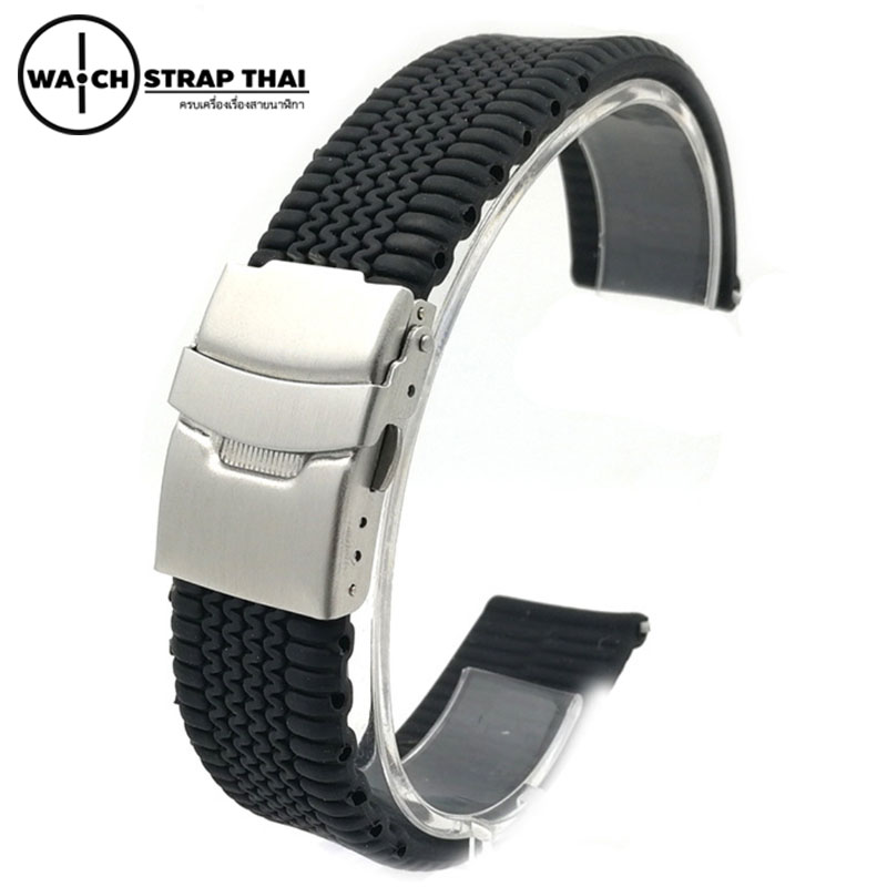 สายนาฬิกายาง บานพับ SET02 Rubber Watch Strap Black มีขนาด 20,22,24 mm