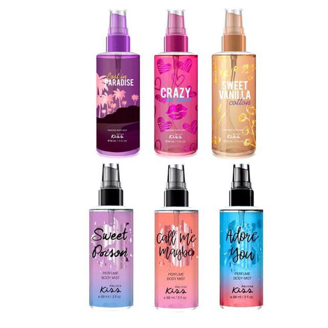 Malissa Kiss Perfume Body Mist 88 ml. มาลิสสา คิส สเปรย์น้ำหอม ครบ 9 กลิ่น