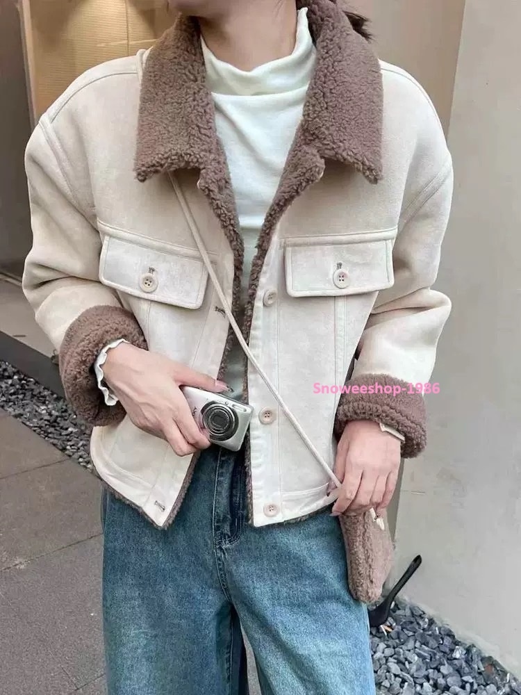 สายเกาเตรียมกรี๊ด! แจ็คเก็ตขนแกะสังเคราะห์หนังกลับสุดคิ้วท์ ทรงโอเวอร์ไซส์ ใส่แล้วดูตัวเล็ก! ใส่คลุมเที่ยวชิคๆ ฤดูใบไม้ร่วงก็ปัง หน้าหนาวก็อุ่น~ สวย อบอุ่น ไม่แพ้เกาหลี! แมตช์ง่าย ใส่ได้ทุกวัน ใครเห็นก็ต้องหันมอง ขนนุ่มมาก ใส่แล้วละมุนเหมือนกอดหมอน ถ่ายรู