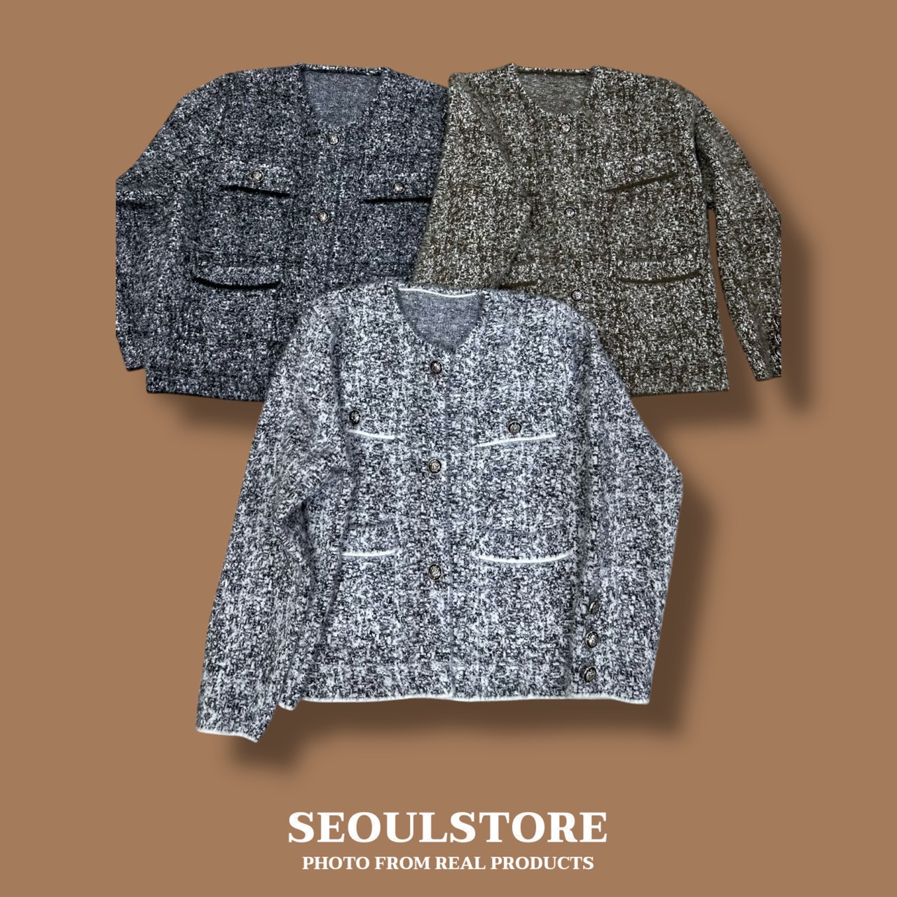 เสื้อคลุมคอกลมสไตล์ใหม่ เสื้อผ้าส่วนตัว เสื้อคลุมดาราดูแพงเก๋ดี